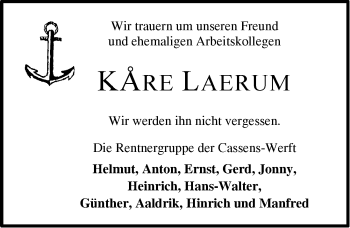 Traueranzeige von Kare Laerum von Emder Zeitung