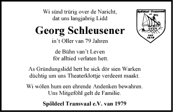 Traueranzeige von Georg Schleusener von Emder Zeitung