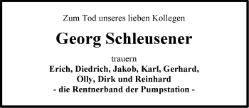 Traueranzeige von Georg Schleusener von Emder Zeitung
