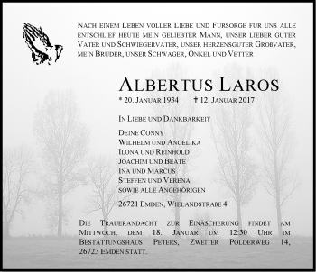 Traueranzeige von Albertus Laros von Emder Zeitung