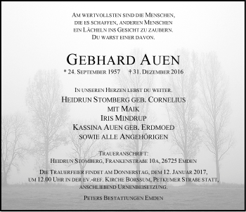 Traueranzeige von Gebhard Auen von Emder Zeitung