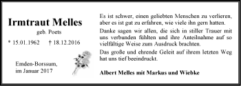 Traueranzeige von Irmtraut Melles von Emder Zeitung