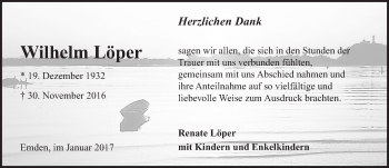 Traueranzeige von Wilhelm Löper von Emder Zeitung