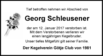 Traueranzeige von Georg Schleusener von Emder Zeitung