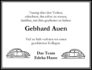 Traueranzeige von Gebhard Auen von Emder Zeitung