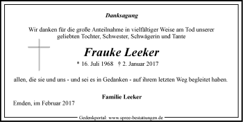 Traueranzeige von Frauke Leeker von Emder Zeitung