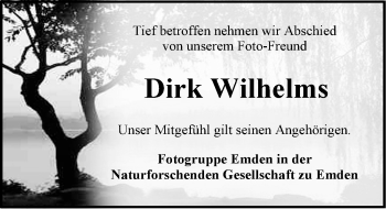 Traueranzeige von Dirk Wilhelms von Emder Zeitung