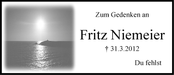 Traueranzeige von Fritz Niemeier von Emder Zeitung