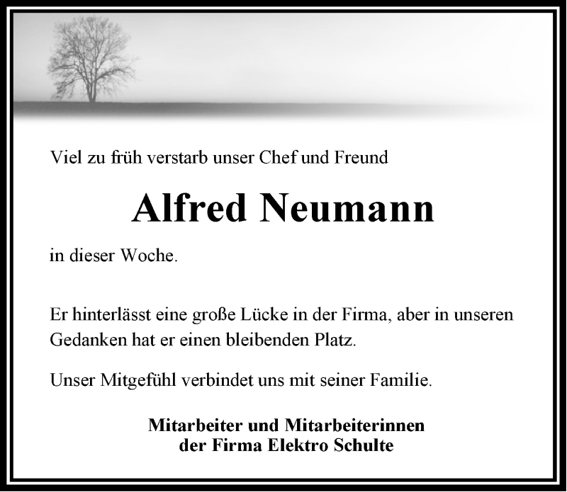  Traueranzeige für Alfred Neumann vom 08.04.2017 aus Emder Zeitung