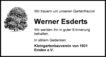 Traueranzeige von Werner Esderts von Emder Zeitung