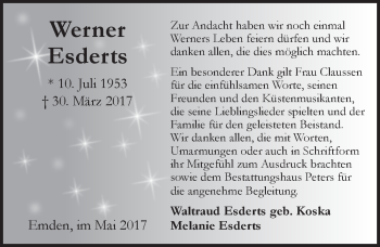 Traueranzeige von Werner Esderts von Emder Zeitung