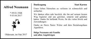 Traueranzeige von Alfred Neumann von Emder Zeitung