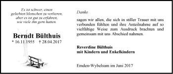 Traueranzeige von Berndt Bülthuis von Emder Zeitung