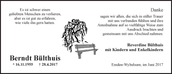 Traueranzeige von Berndt Bülthuis von Emder Zeitung