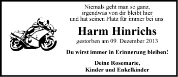 Traueranzeige von Harm Hinrichs von Emder Zeitung