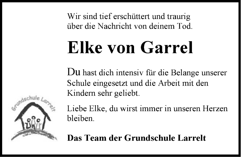  Traueranzeige für Elke von Garrel vom 01.11.2019 aus Emder Zeitung