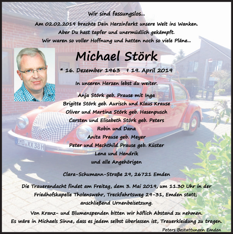  Traueranzeige für Michael Störk vom 24.04.2019 aus Emder Zeitung