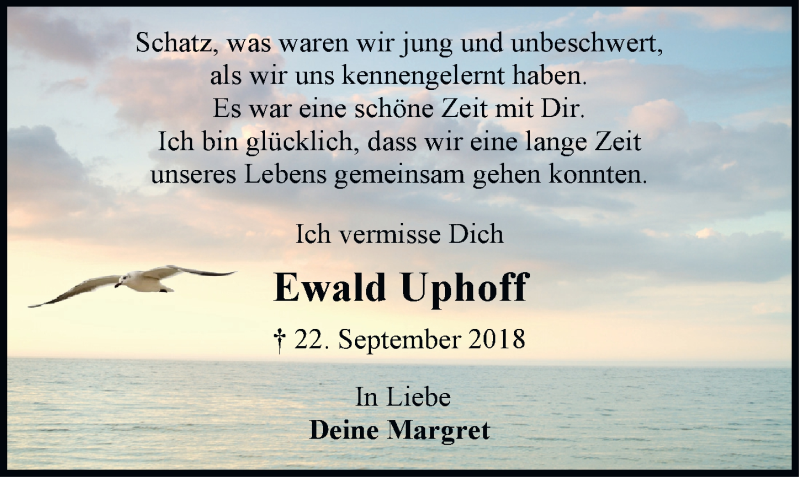  Traueranzeige für Ewald Uphoff vom 21.09.2019 aus Emder Zeitung