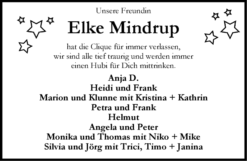  Traueranzeige für Elke Mindrup vom 24.10.2020 aus Emder Zeitung