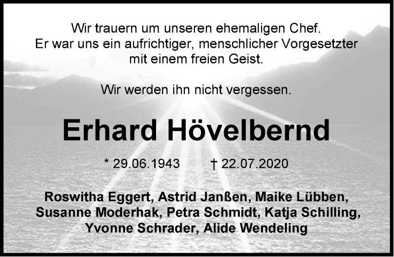  Traueranzeige für Erhard Hövelbernd vom 25.07.2020 aus Emder Zeitung